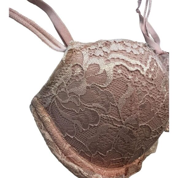 PINK Victoria's Secret Bra Womens Size 32C Floral Lace Push-Up Bra Light Pink - Picture 3 of 9